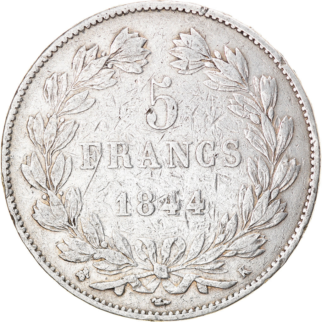 Monnaie, France, Louis-Philippe, 5 Francs, 1844, Bordeaux, TB, Argent