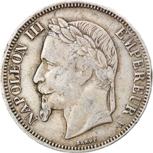 Moneta, Francia, Napoleon III, 5 Francs, 1867, Paris, MB+, Argento, KM:799.1