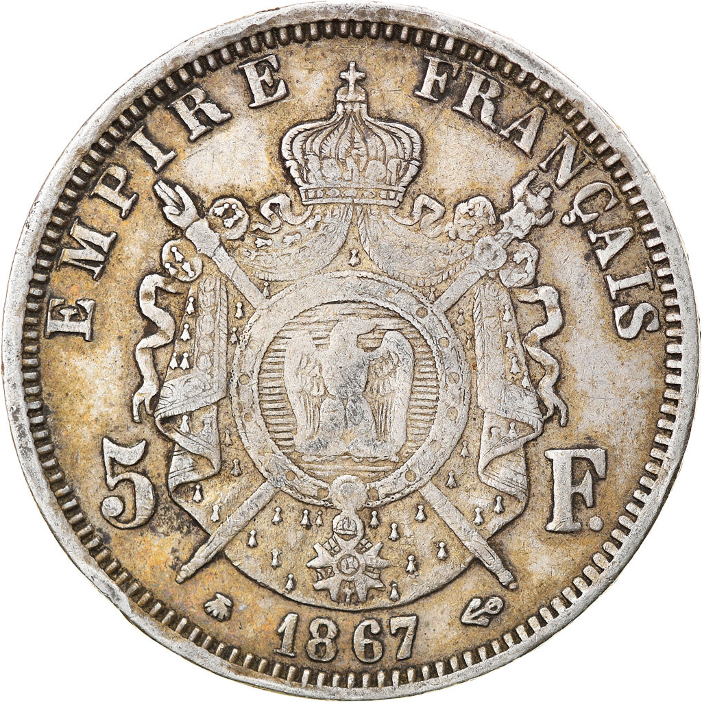 Monnaie, France, Napoleon III, 5 Francs, 1867, Paris, TB+, Argent, Gadoury:739