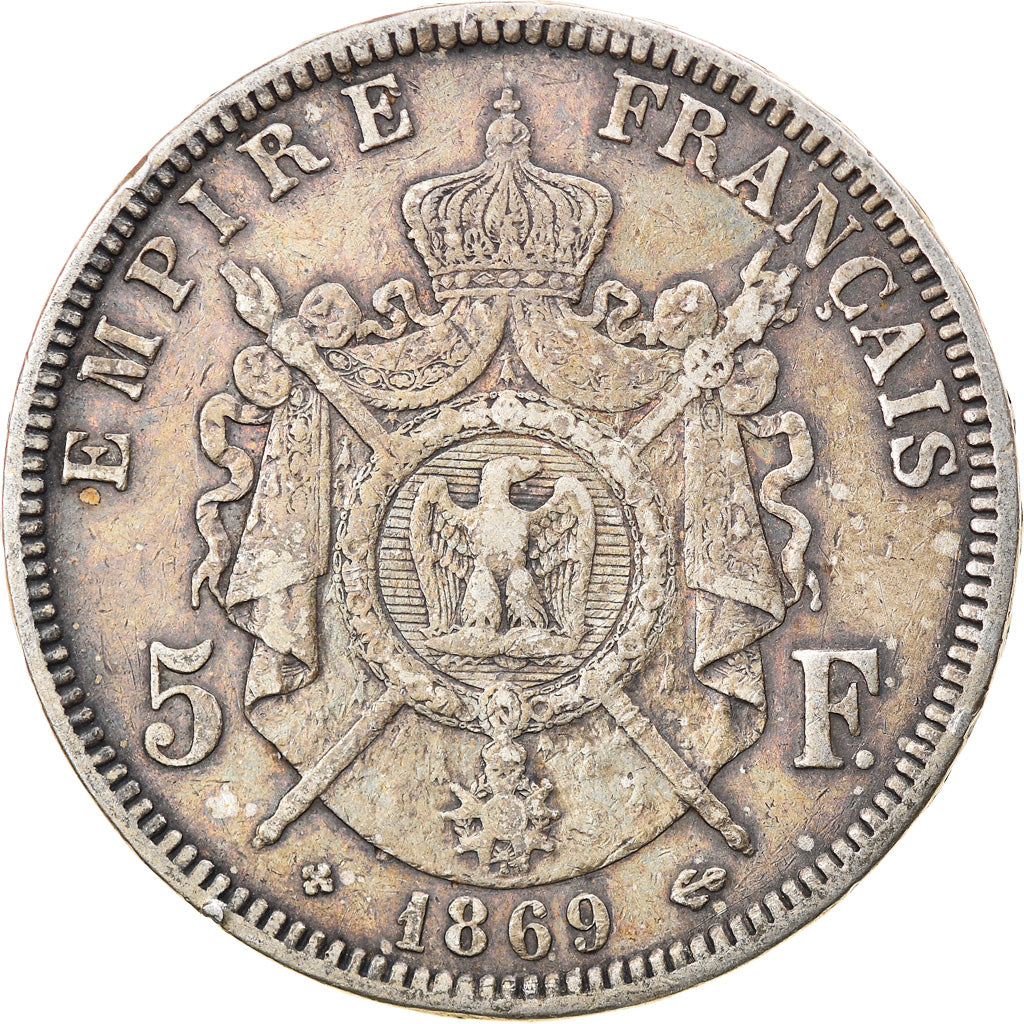 Coin, France, Napoleon III, 5 Francs, 1869, Strasbourg, VF(30-35), Silver