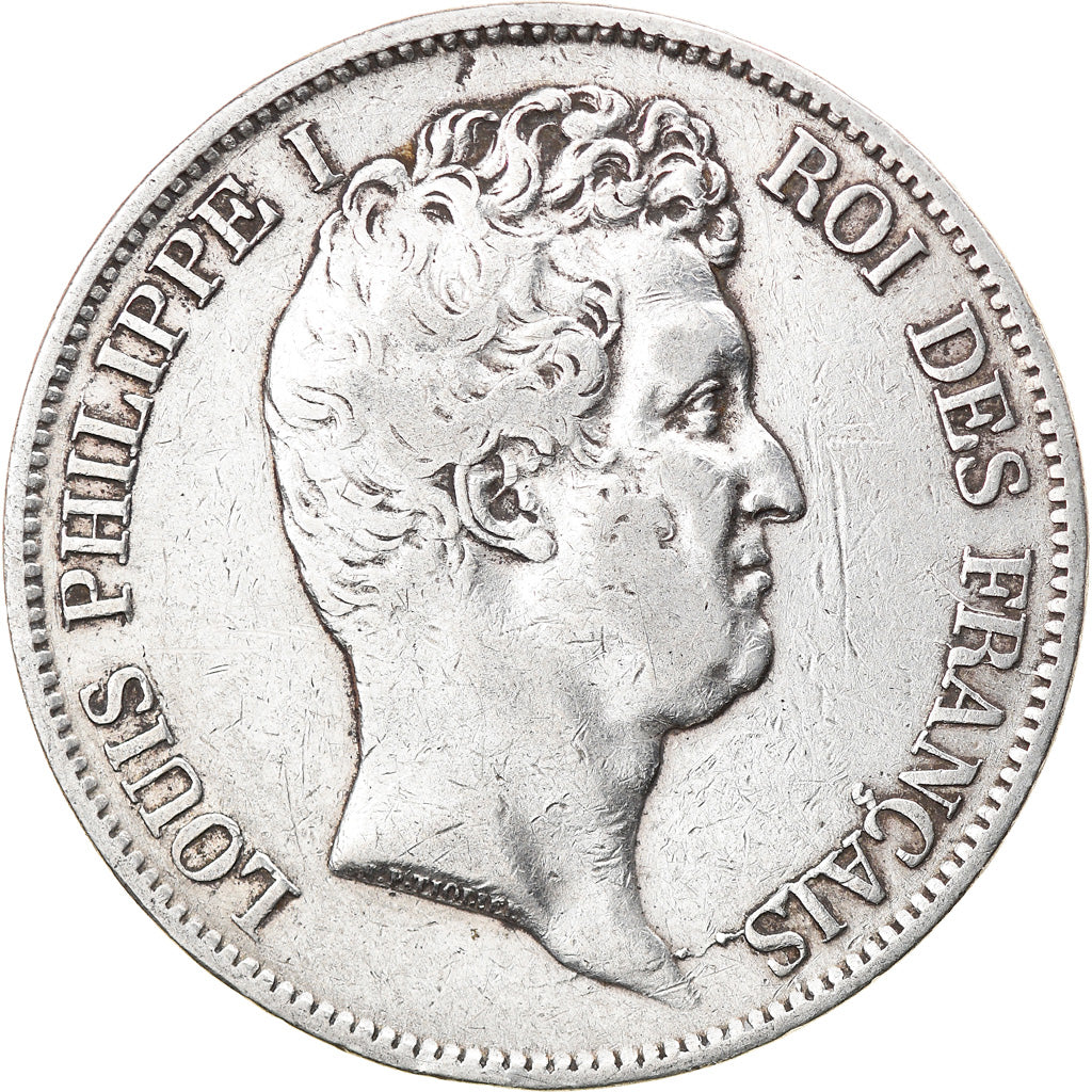 Moneta, Francia, Louis-Philippe, 5 Francs, 1830, Rouen, MB+, Argento, KM:735.2