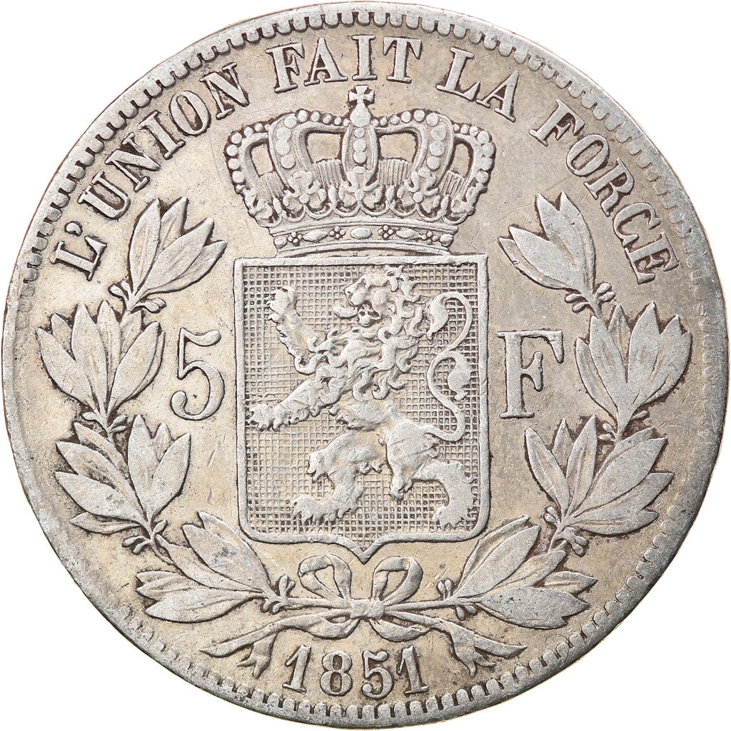 Coin, Belgium, Leopold I, 5 Francs, 5 Frank, 1851, VF(30-35), Silver, KM:17