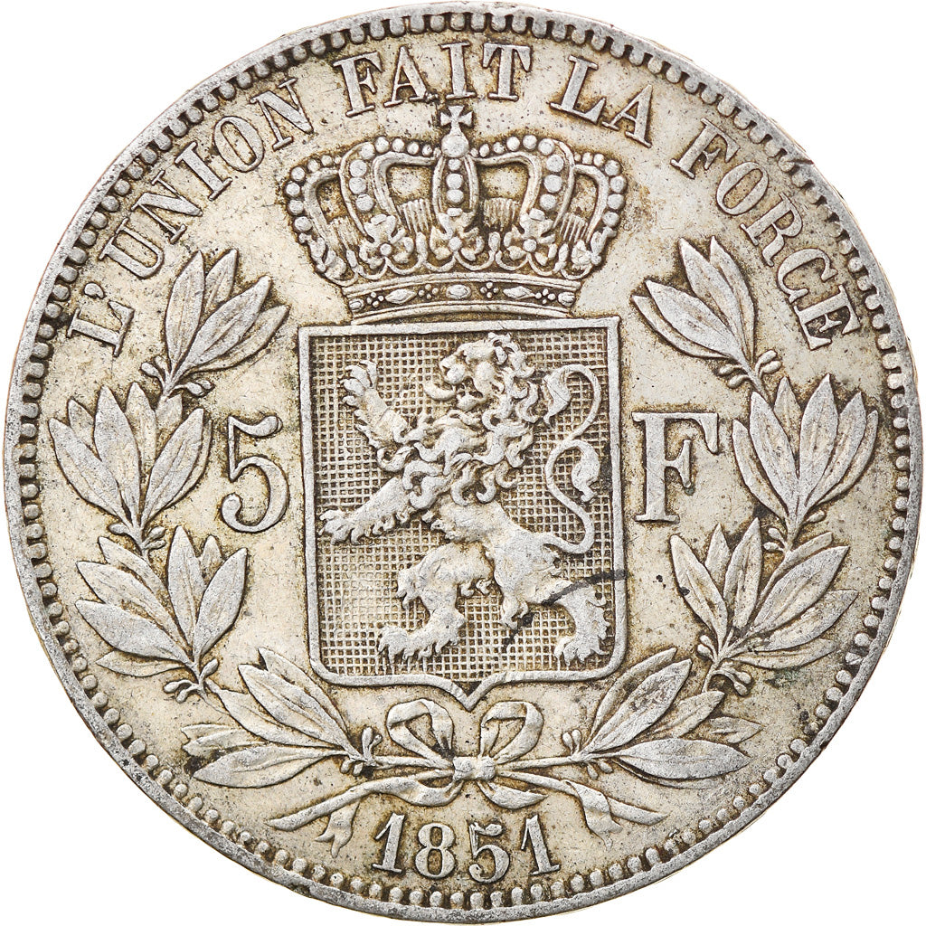 Coin, Belgium, Leopold I, 5 Francs, 5 Frank, 1851, EF(40-45), Silver, KM:17