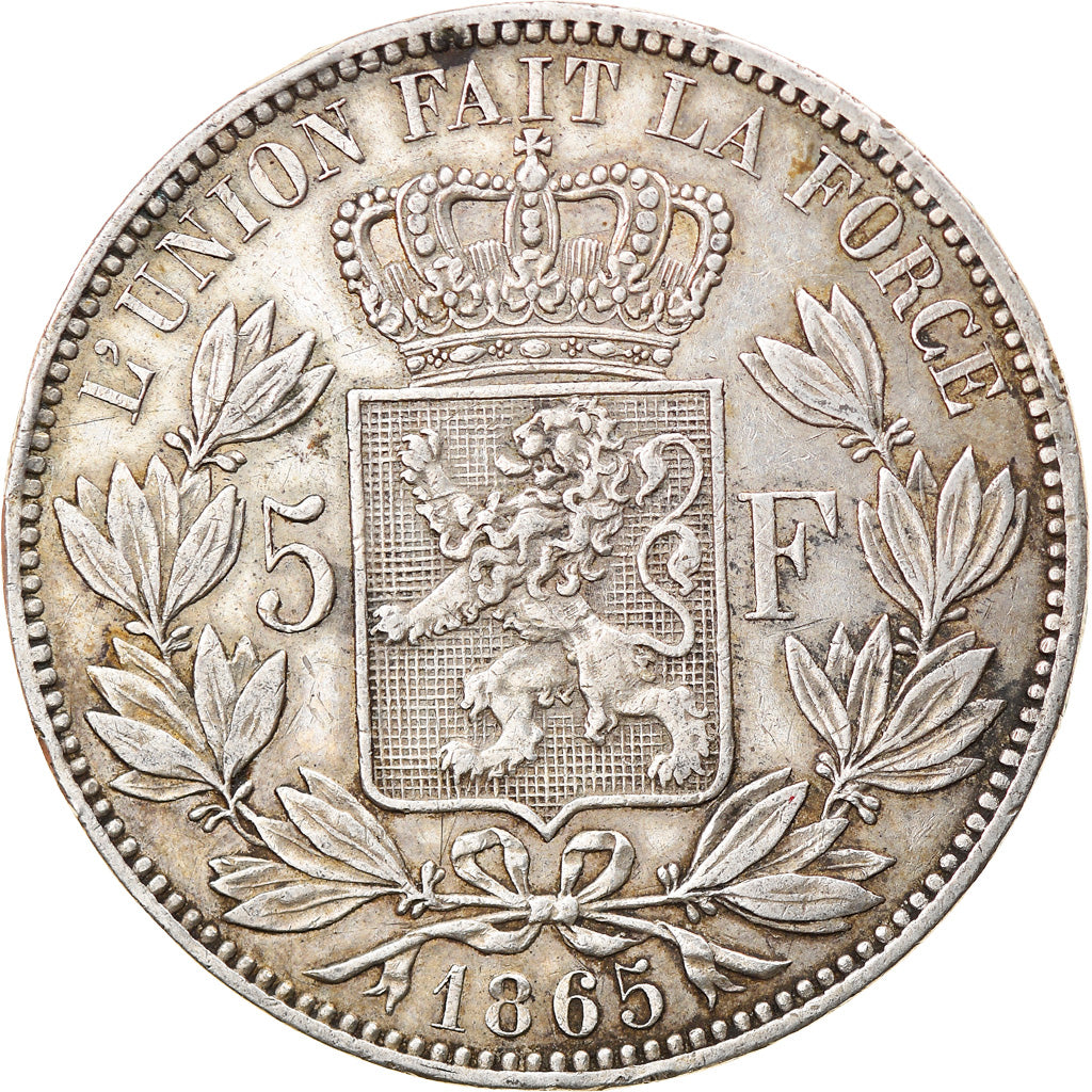 Coin, Belgium, Leopold I, 5 Francs, 5 Frank, 1865, EF(40-45), Silver, KM:17
