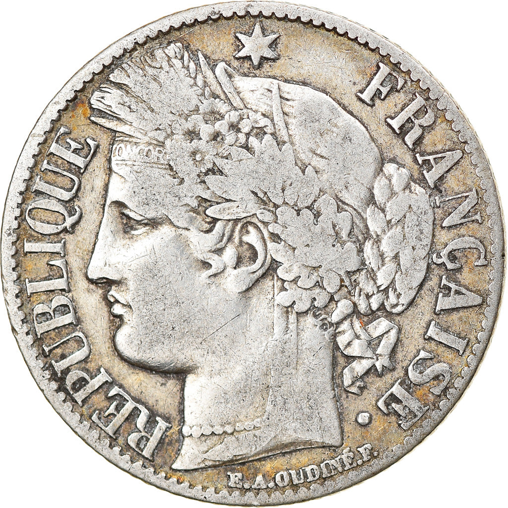 Coin, France, Cérès, Franc, 1871, Paris, VF(30-35), Silver, KM:822.1