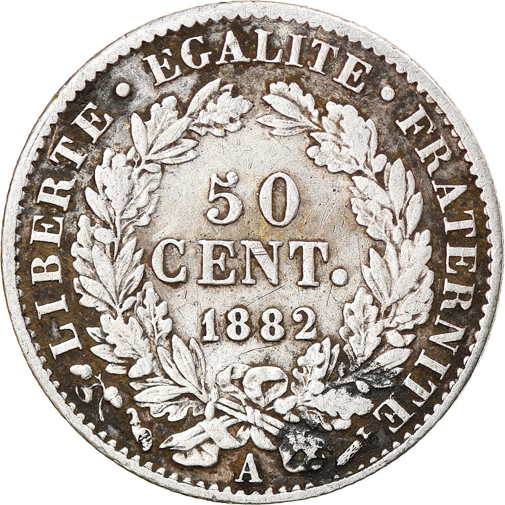Münze, Frankreich, Cérès, 50 Centimes, 1882, Paris, SS, Silber, KM:834.1