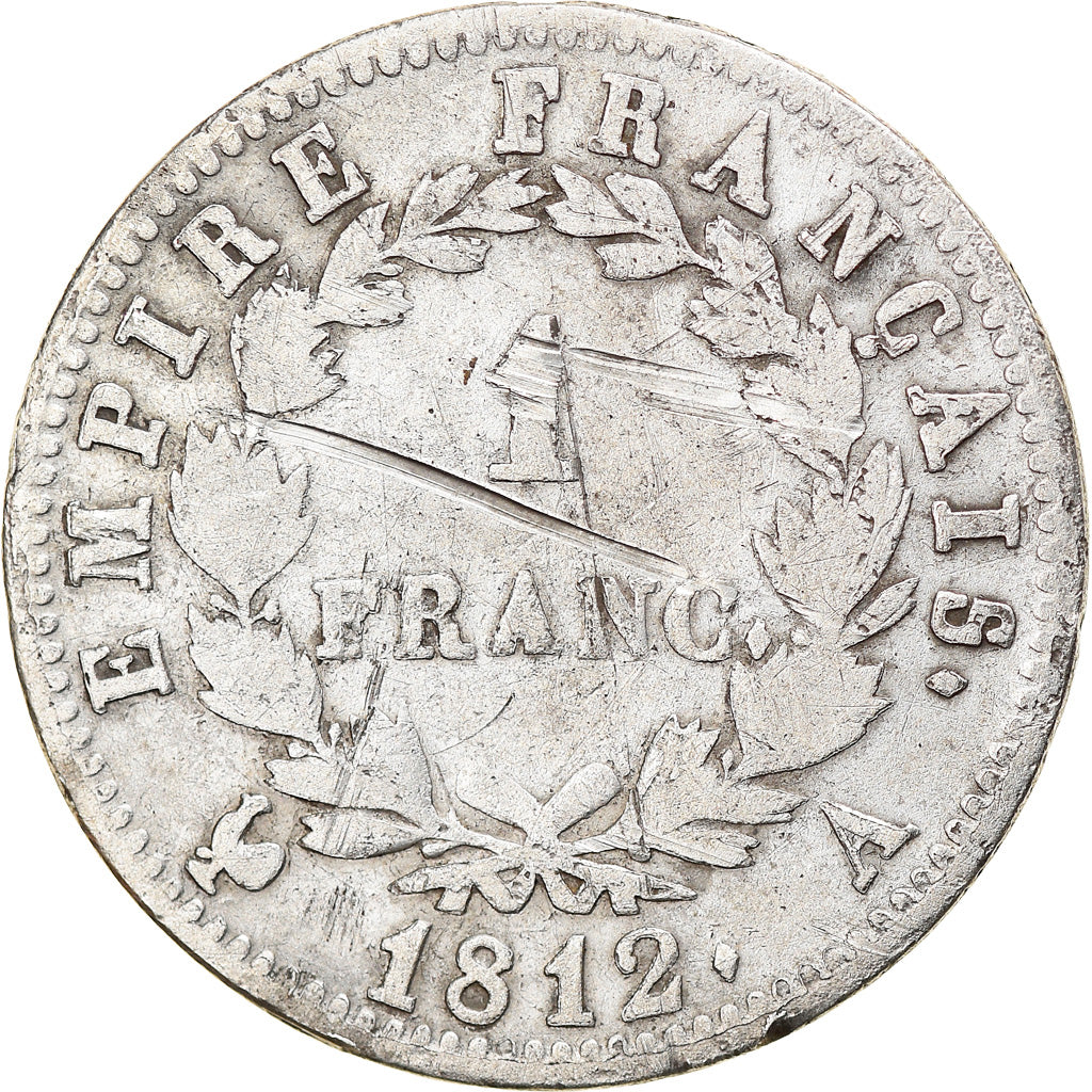 Munten, Frankrijk, Napoléon I, Franc, 1812, Paris, ZG+, Zilver, KM:692.1