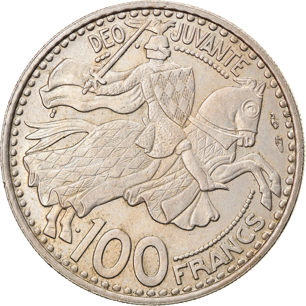 Coin, Monaco, Rainier III, 100 Francs, Cent, 1950, AU(55-58), Copper-nickel
