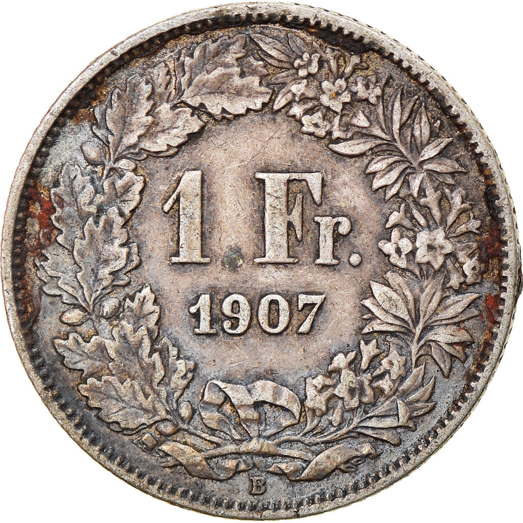 Coin, Switzerland, Franc, 1907, Bern, EF(40-45), Silver, KM:24