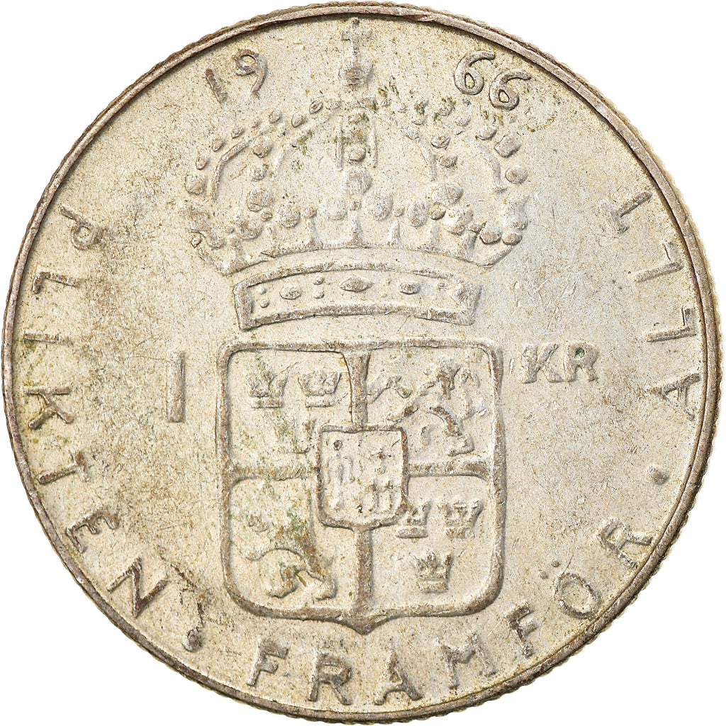 Coin, Sweden, Gustaf VI, Krona, 1966, AU(50-53), Silver, KM:826