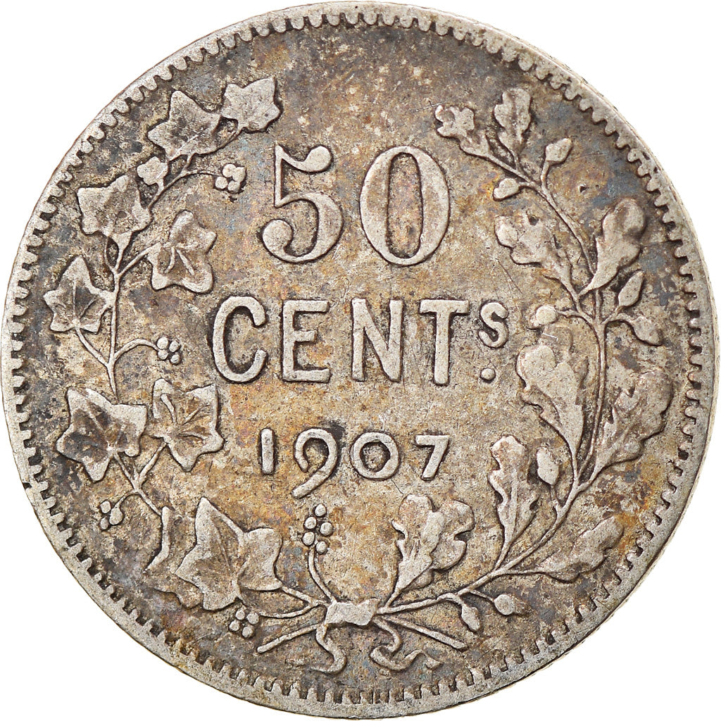 Coin, Belgium, Leopold II, 50 Centimes, 1907, VF(30-35), Silver, KM:60.1