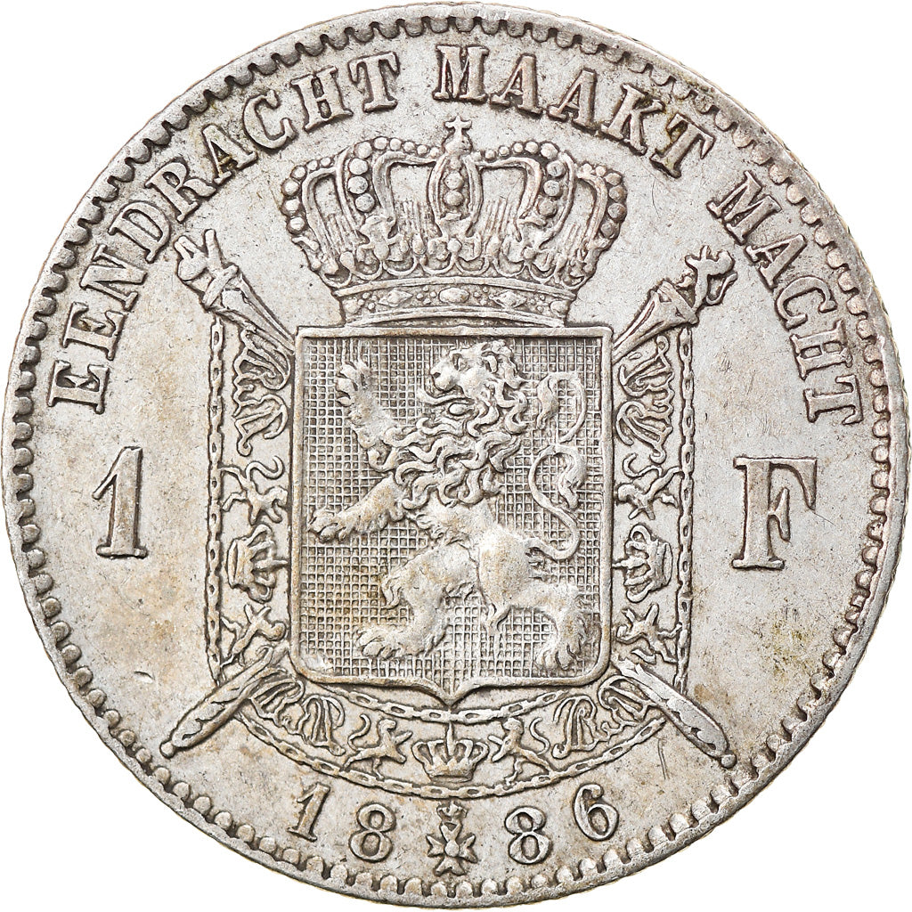 Coin, Belgium, Leopold II, Franc, 1886, EF(40-45), Silver, KM:29.1