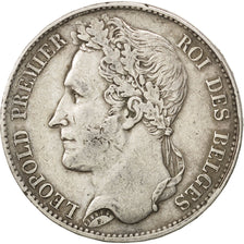 BELGIUM, 5 Francs, 5 Frank, 1849, KM #3.2, EF(40-45), Silver, 24.84