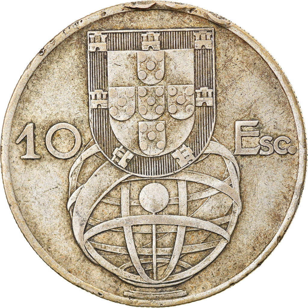 Coin, Portugal, 10 Escudos, 1955, VF(30-35), Silver, KM:586