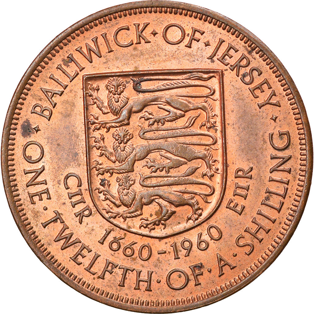 Monnaie, Jersey, Elizabeth II, 1/12 Shilling, 1960, SUP+, Bronze, KM:23