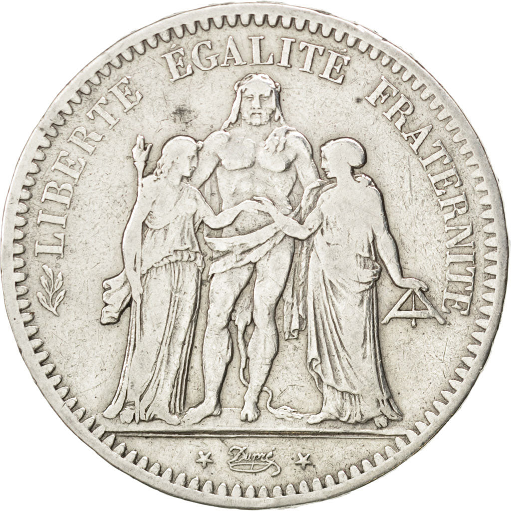 FRANCE, Hercule, 5 Francs, 1848, Paris, KM #756.1, VF(30-35), Silver, Gadoury...