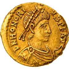 Moeda, Honorius, Tremissis, 402-408, Ravenna, Muito, MS(60-62), Dourado