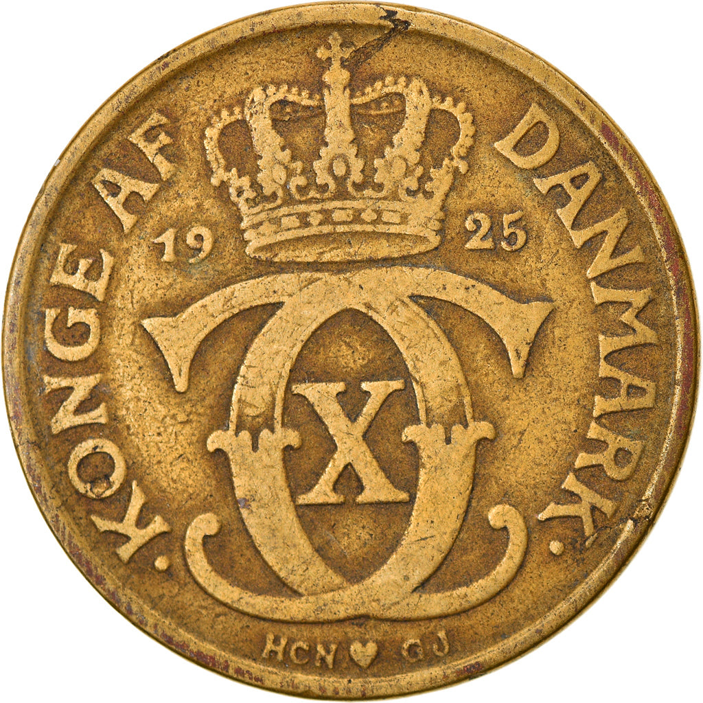 Moeda, Dinamarca, Christian X, 2 Kroner, 1925, Copenhagen, VF(30-35)