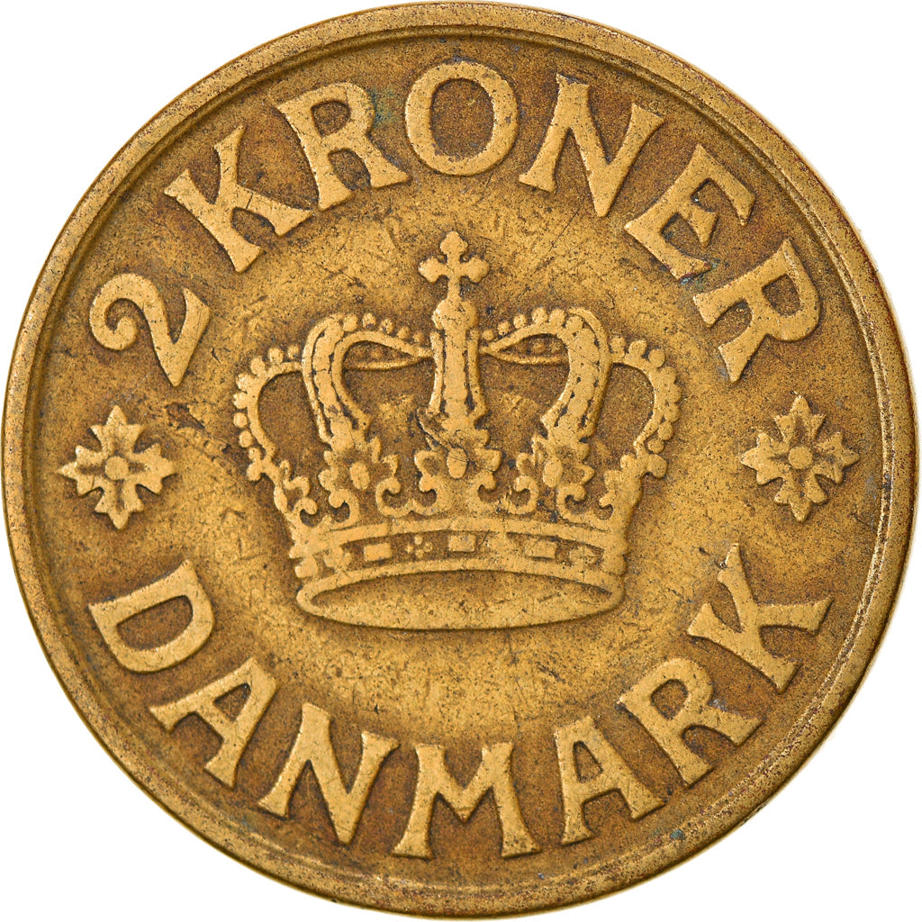 Moeda, Dinamarca, Christian X, 2 Kroner, 1925, Copenhagen, VF(30-35)