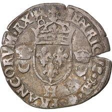 Moeda, França, Henri II, Douzain aux croissants, 1550, La Rochelle, VF(30-35)