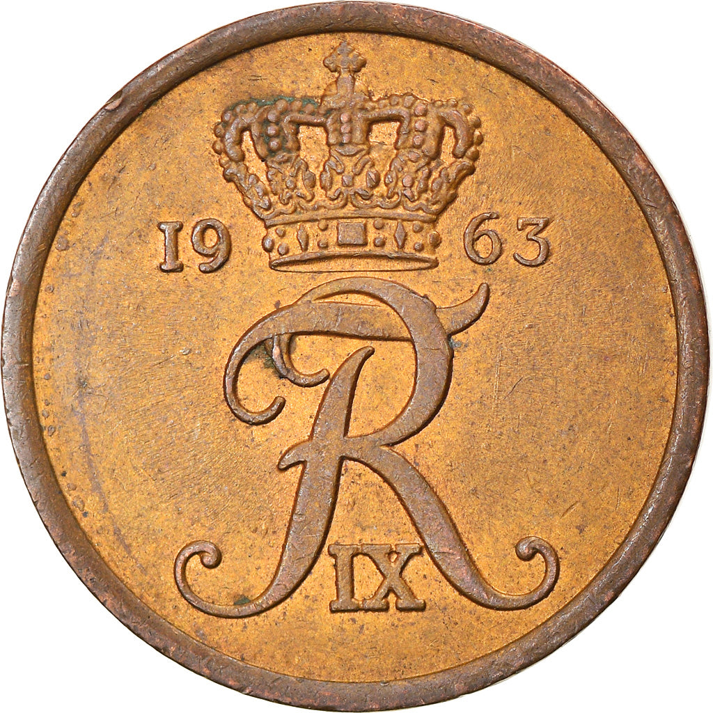 Münze, Dänemark, Frederik IX, 5 Öre, 1963, Copenhagen, VZ, Bronze, KM:848.1