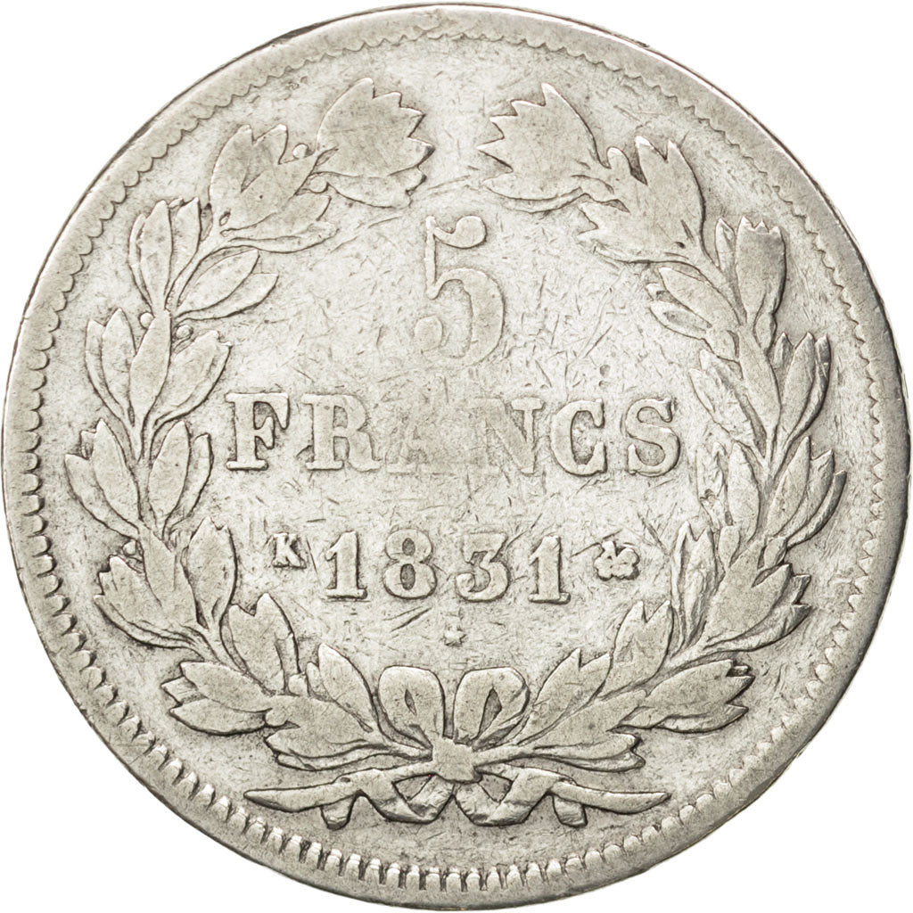 Monnaie, France, Louis-Philippe, 5 Francs, 1831, Bordeaux, TB, Argent, KM:744.4