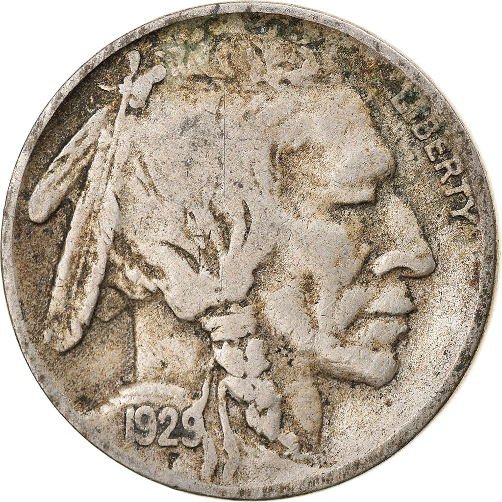 Moneda, Estados Unidos, Buffalo Nickel, 5 Cents, 1929, San Francisco, MBC, Cobre