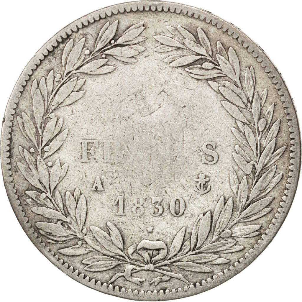 FRANCE, Louis-Philippe, 5 Francs, 1830, Paris, KM #737.1, VG(8-10), Silver,...
