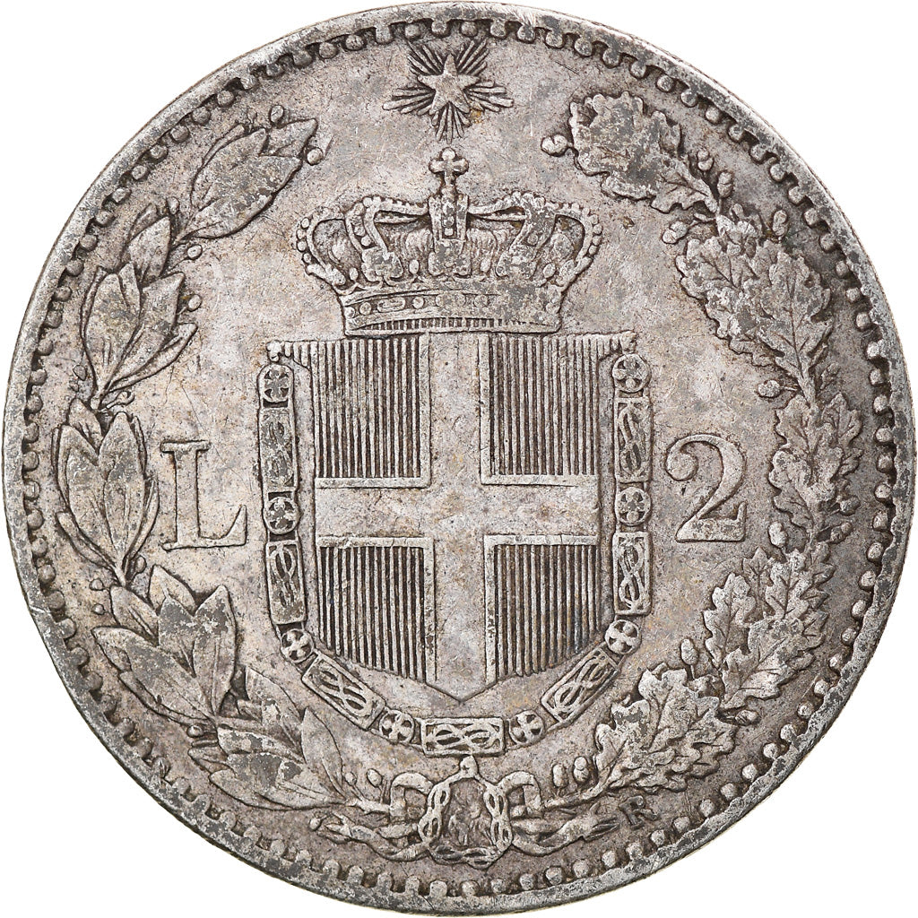 Moeda, Itália, Umberto I, 2 Lire, 1883, Rome, VF(30-35), Prata, KM:23