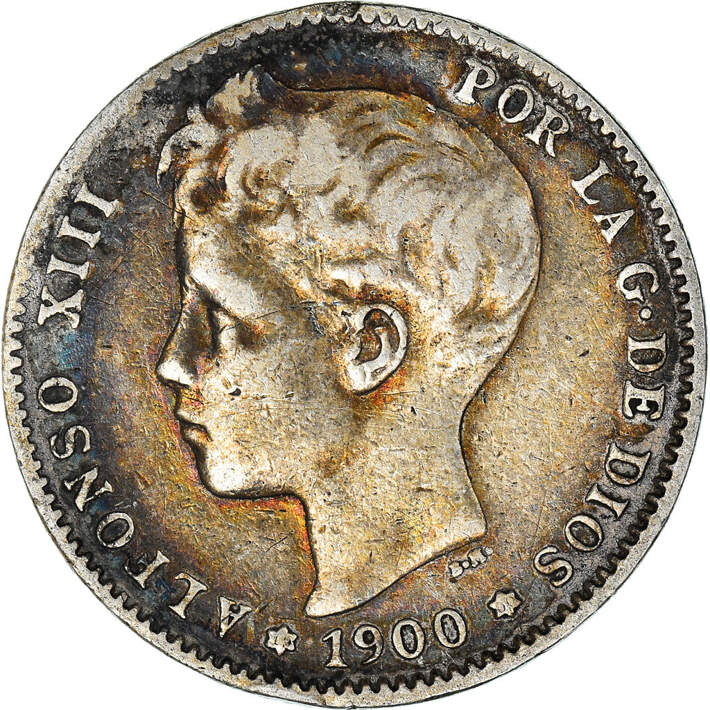 Coin, Spain, Alfonso XIII, Peseta, 1900, Madrid, VF(30-35), Silver, KM:706