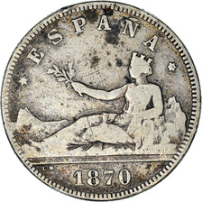 Coin, Spain, Provisional Government, 2 Pesetas, 1870 (75), Madrid, VF(20-25)