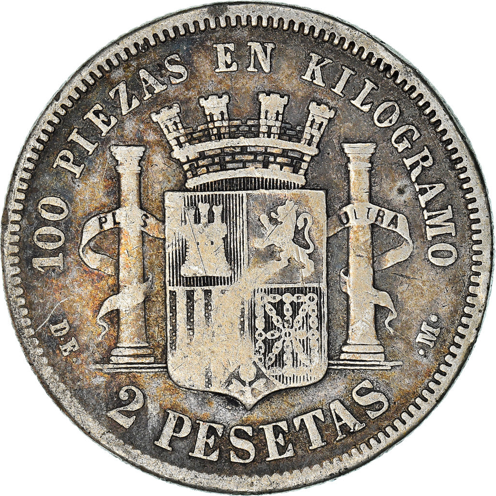 Coin, Spain, Provisional Government, 2 Pesetas, 1870 (75), Madrid, VF(20-25)