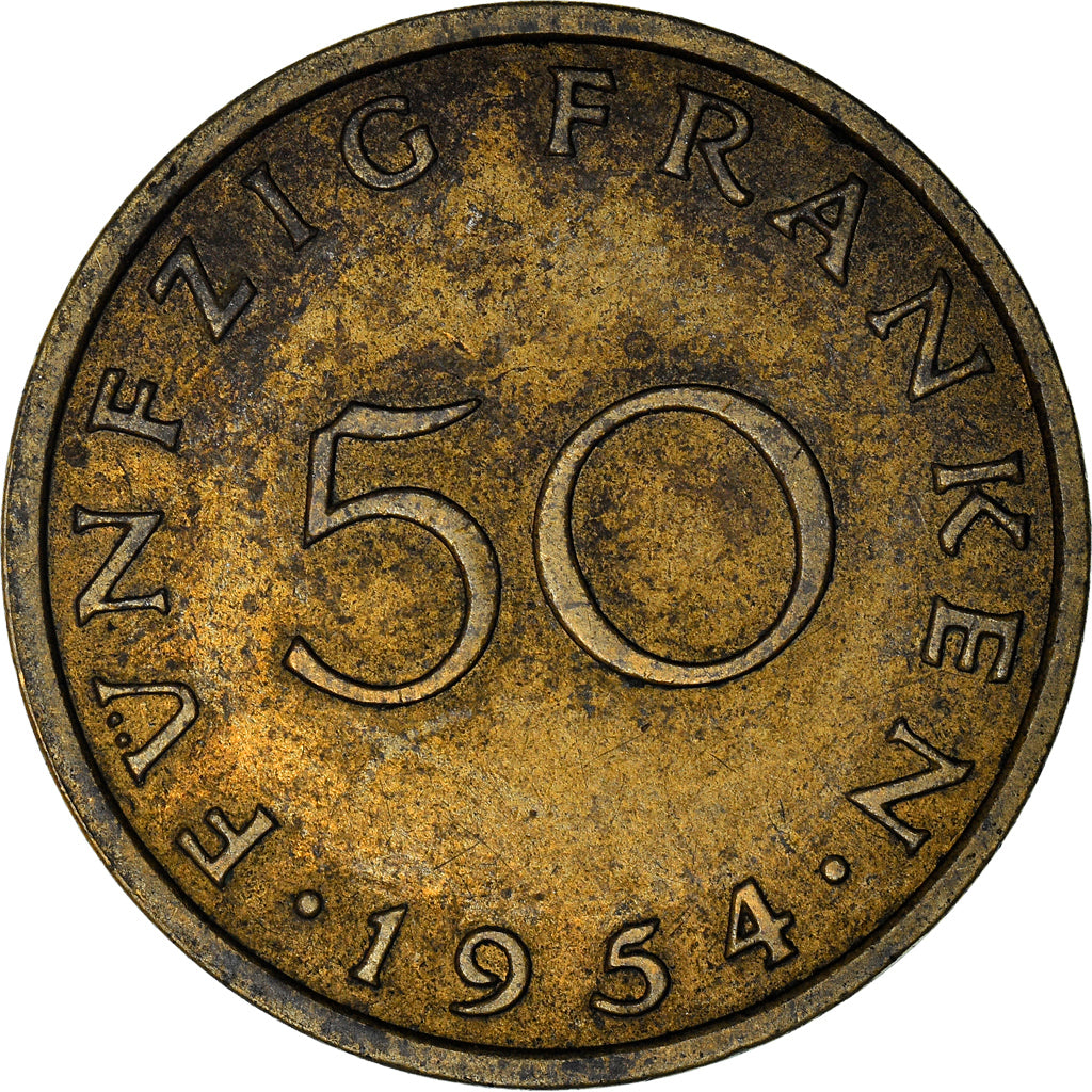 Monnaie, SAARLAND, 50 Franken, 1954, Paris, TTB, Aluminum-Bronze, KM:3