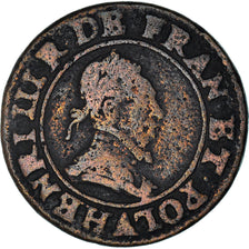 Monnaie, France, Henri III, Double Tournois, Paris, TB, Cuivre, CGKL:86