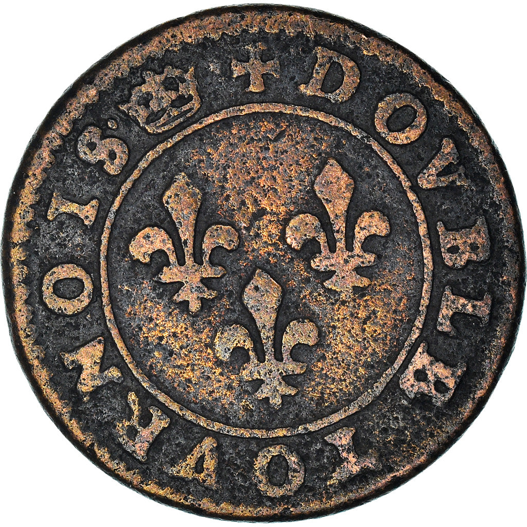 Monnaie, France, Henri III, Double Tournois, Paris, TB, Cuivre, CGKL:86