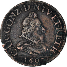 Monnaie, France, Ardennes, Charles de Gonzague, Liard, 1609, Charleville, TTB