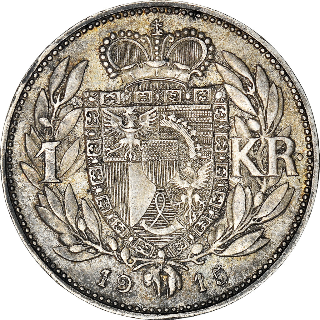 Coin, Liechtenstein, Prince John II, Krone, 1915, AU(50-53), Silver, KM:2