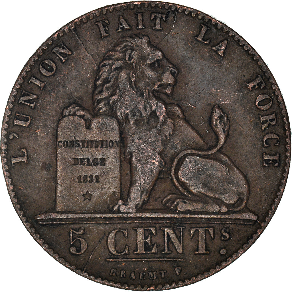 Coin, Belgium, Leopold I, 5 Centimes, 1856, EF(40-45), Copper, KM:5.1