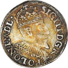 Moneda, Polonia, Sigismund III, 3 Grosze, 1595, Olkusz, Rare, MBC, Plata