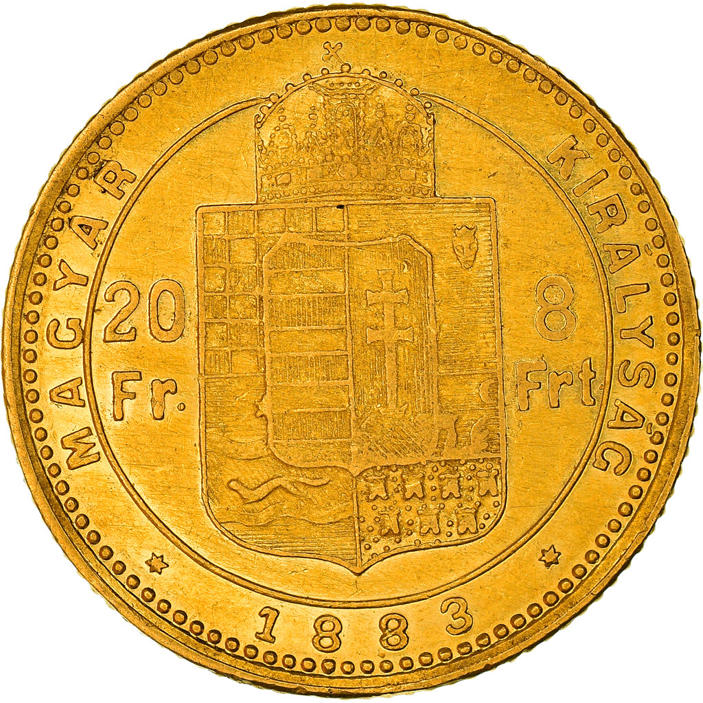 Moeda, Hungria, Franz Joseph I, 8 Forint 20 Francs, 1883, Kormoczbanya