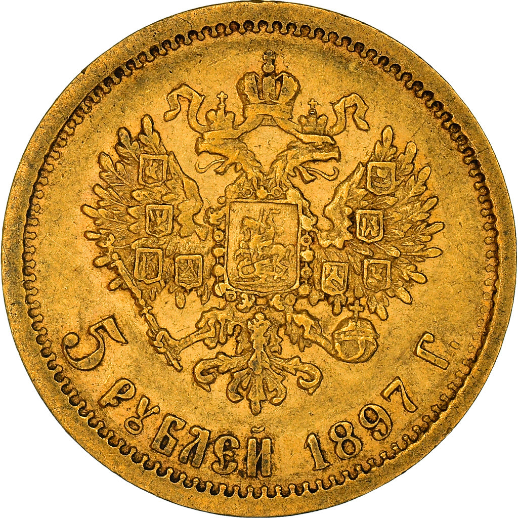 Monnaie, Russie, Nicholas II, 5 Roubles, 1897, St. Petersburg, TTB, Or, KM:62