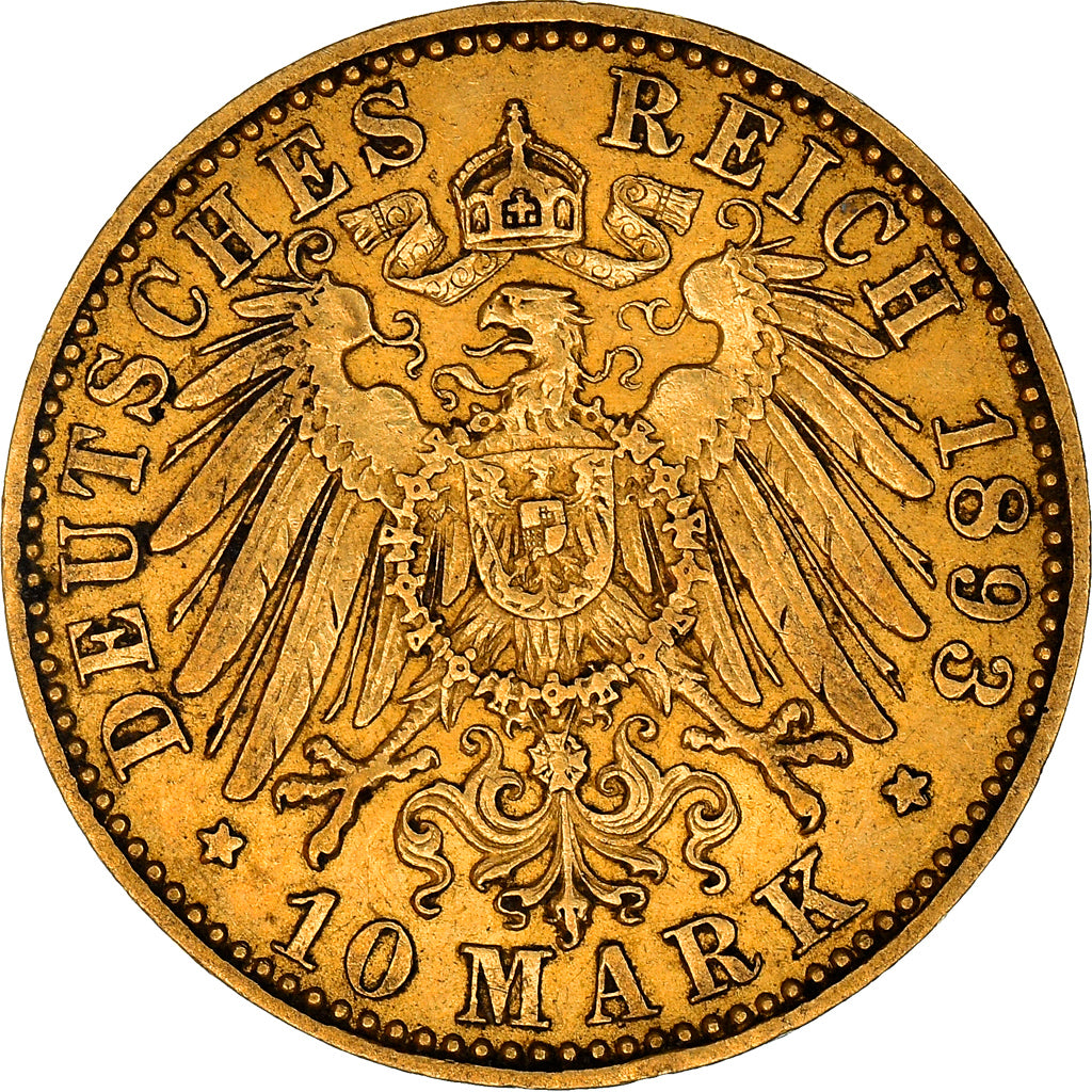 Coin, German States, PRUSSIA, Wilhelm II, 10 Mark, 1893, Berlin, EF(40-45)