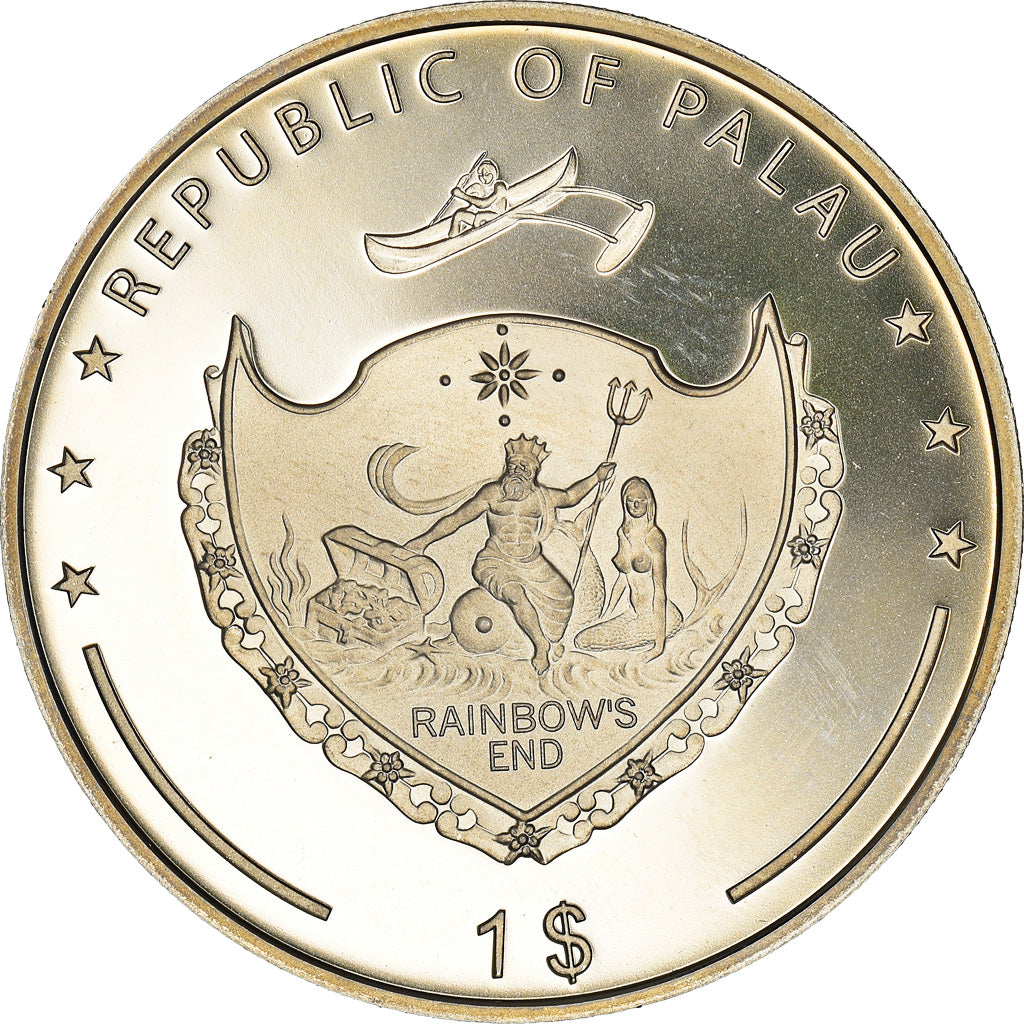 Coin, Palau, Pacific Wildlife, Hebomoia Leucippe, Dollar, 2008, MS(65-70)