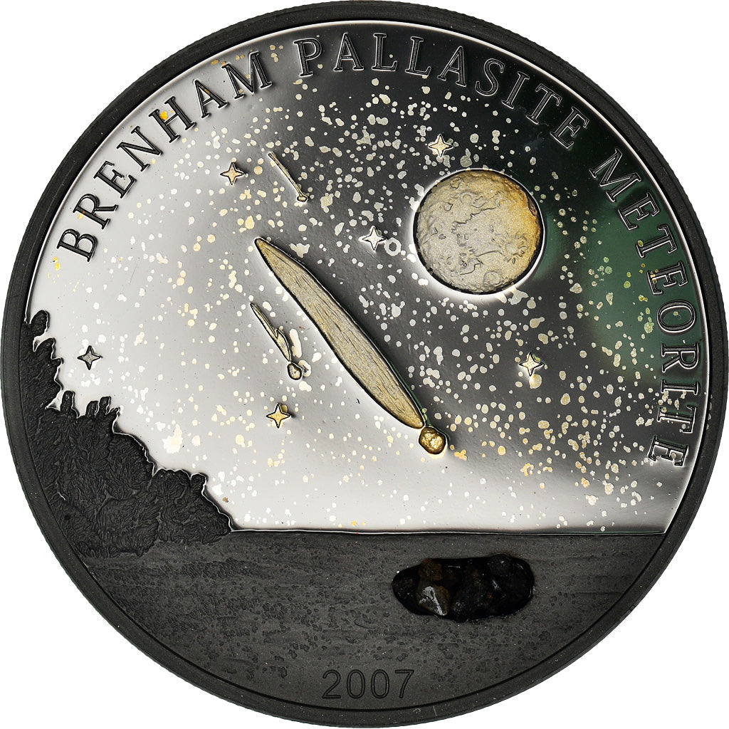 Moneta, Isole Cook, Elizabeth II, Brenham Meteor, 5 Dollars, 2007, FDC, Argento