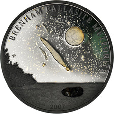 Moneta, Isole Cook, Elizabeth II, Brenham Meteor, 5 Dollars, 2007, FDC, Argento