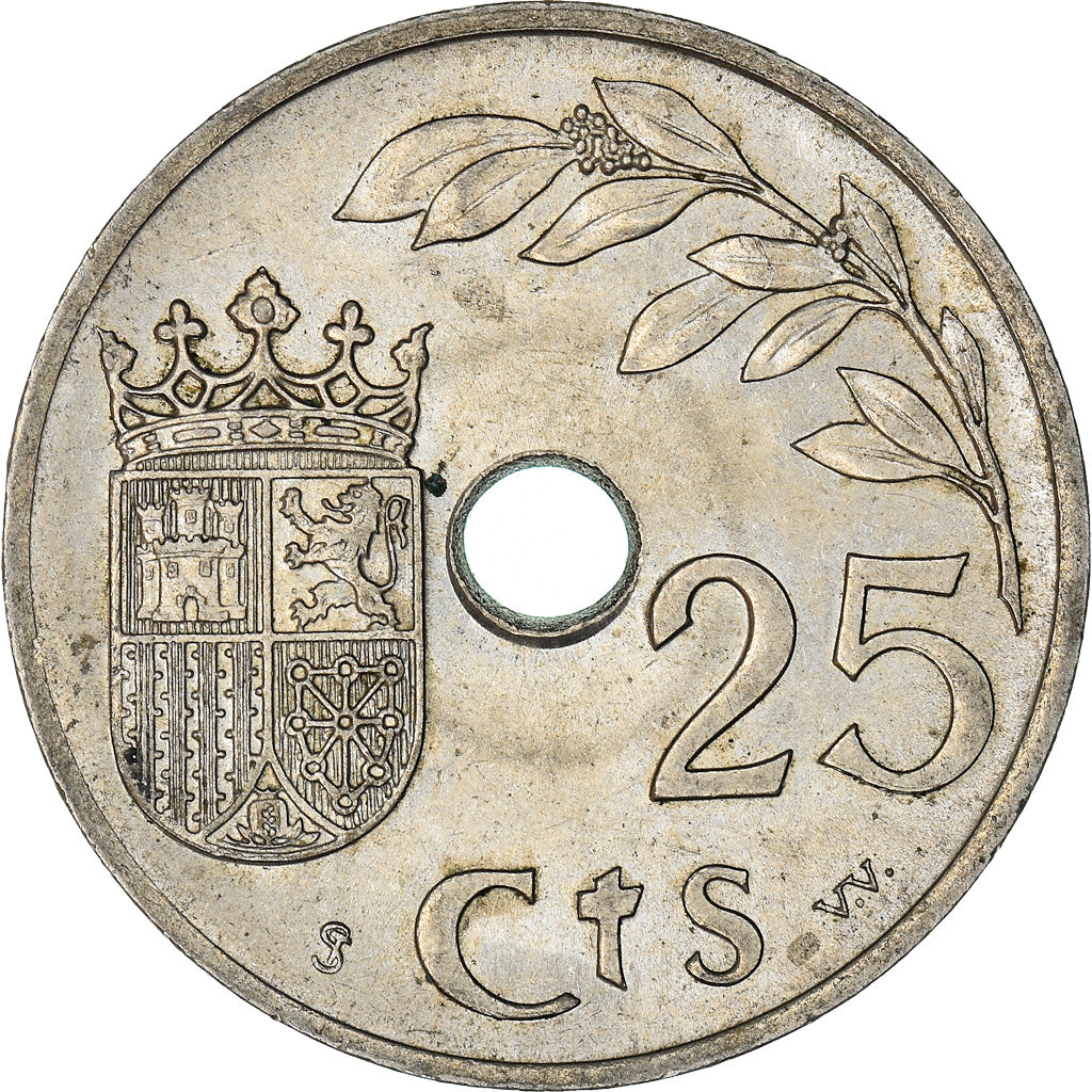 Coin, Spain, 25 Centimos, 1937, Vienna, AU(50-53), Copper-nickel, KM:753