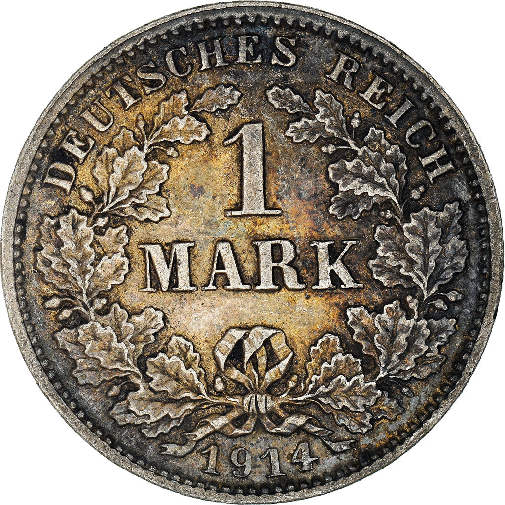 Coin, GERMANY - EMPIRE, Wilhelm II, Mark, 1914, Munich, EF(40-45), Silver, KM:14