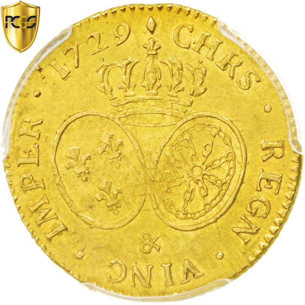 Monnaie, France, Louis XV, Louis d'or aux lunettes, Louis d'Or, 1729, Aix, PCGS