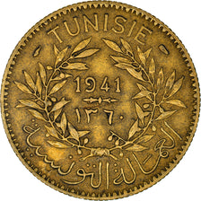 Moneta, Tunisia, Anonymous, 2 Francs, 1941/AH1360, Paris, BB+, Alluminio-bronzo