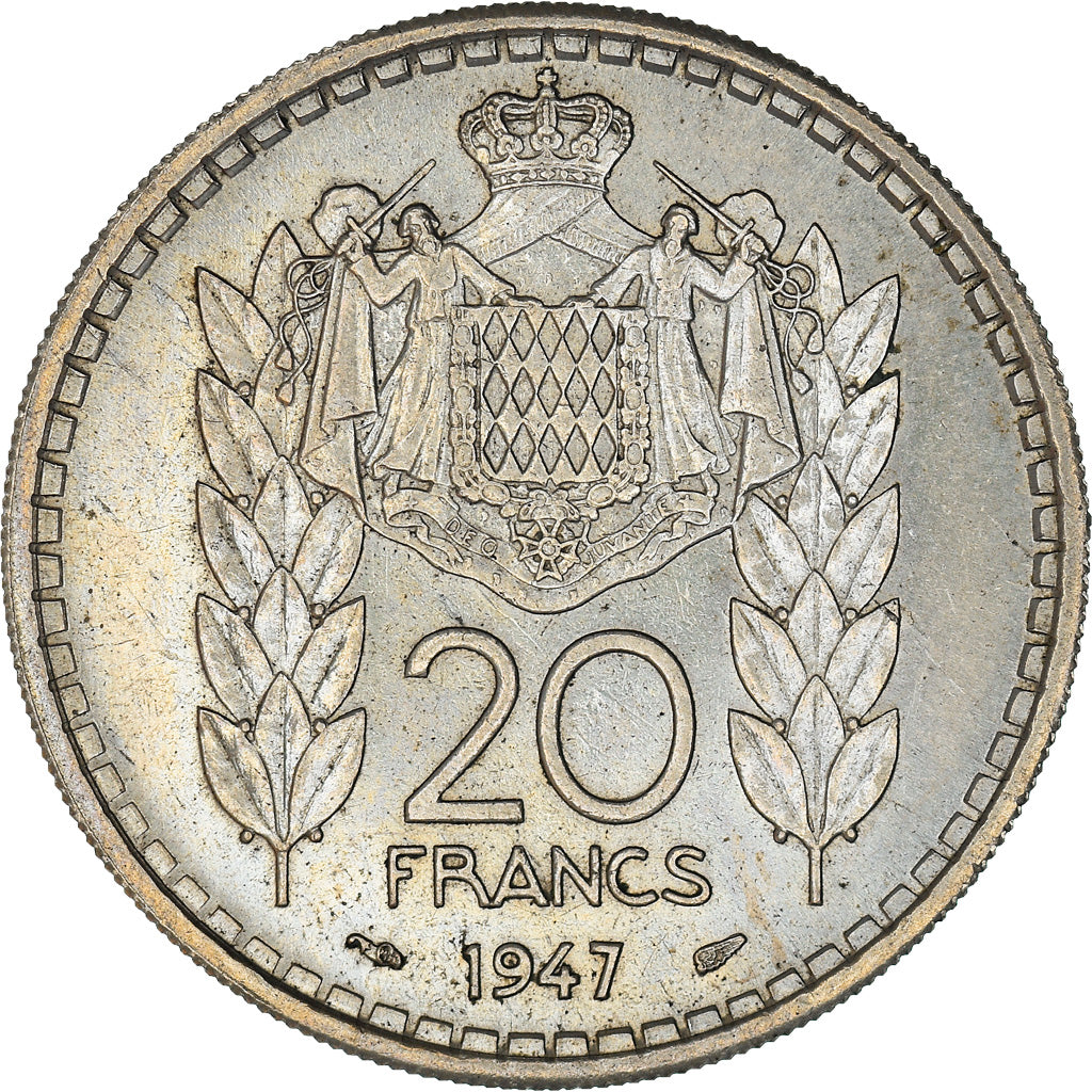Moneda, Mónaco, Louis II, 20 Francs, Vingt, 1947, EBC+, Cobre - níquel, KM:124